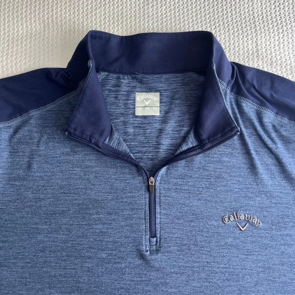 Callaway Men's Blue 1/4 Zip Long Sleeve Golf Pullover Shirt Size XXL - Picture 2 of 7